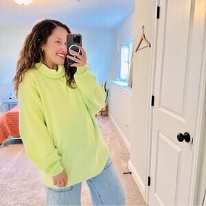Free People Bright Lime Green Turtleneck Sweater Medium